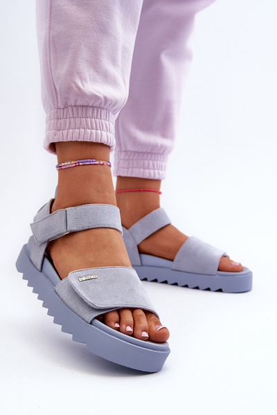 [Жіночі замшеві босоніжки на платформі Big Star NN274706 сині]