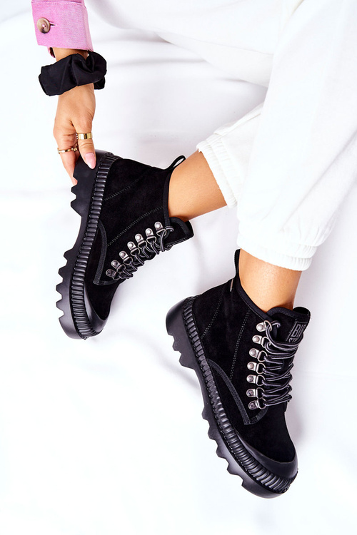 Шкіряні черевики Trapper Big Star II274363 Чорні