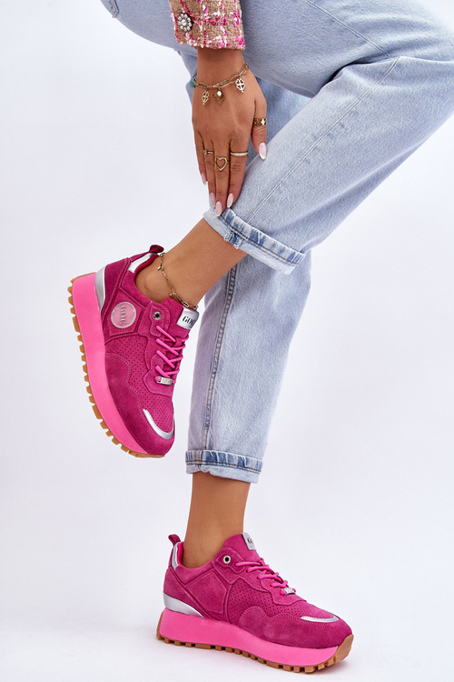 Жіноче замшеве спортивне взуття на платформі GOE LL2N4002 Фуксія