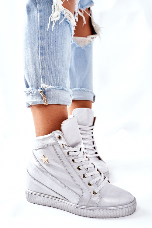 Жіноче спортивне шкіряне взуття Lewski Silver 3079