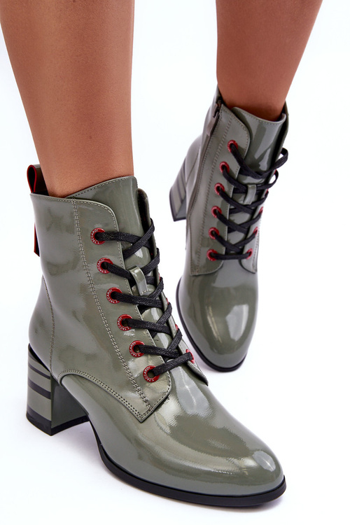 Лаковані чоботи на підборах MR870-15 SBarski MR870-15 світло-сірі