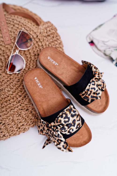 Жіночі шльопанці Vices Black Leopard 6275