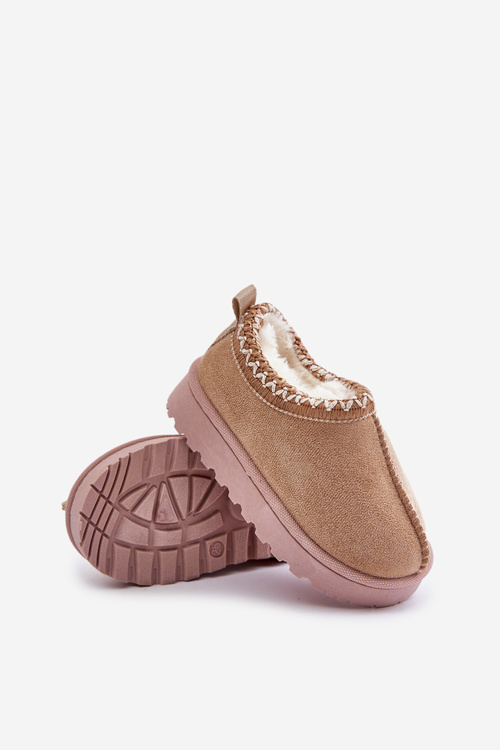 Снігові черевики Дитячі ботильйони на платформі утеплені хутром бежеві Vilabria