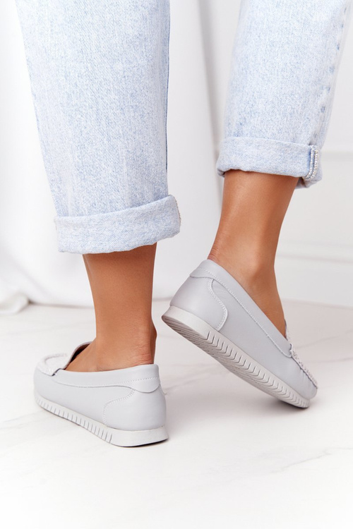 Жіночі шкіряні мокасини S.Barski 97630 сірі