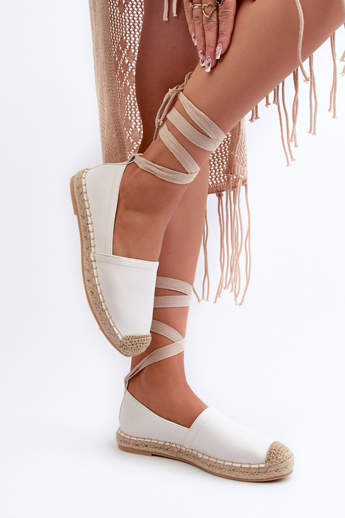 Еспадрільї з екошкіри на шнурівці, білі Ismanne