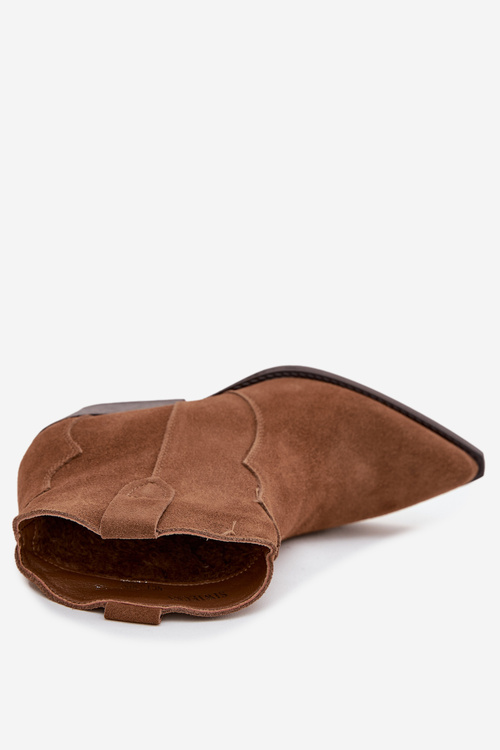 Зручні жіночі ковбойські чоботи з натуральної замші Camel Beretta