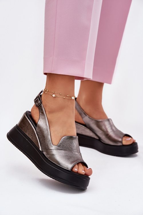 Жіночі шкіряні сандалі на платформі Artiker 54C0402 графітові