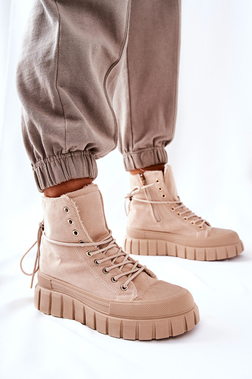 Бежеві кросівки на платформі з підкладкою