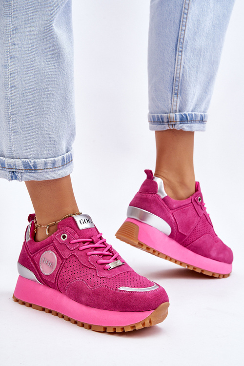 Жіноче замшеве спортивне взуття на платформі GOE LL2N4002 Фуксія