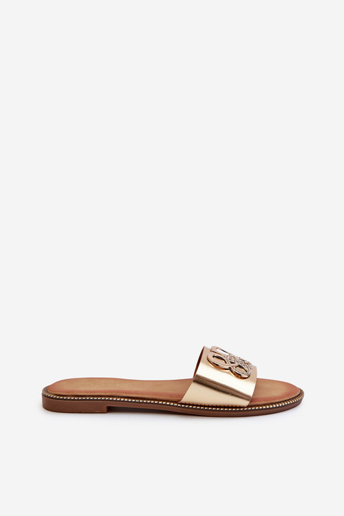 Жіночі босоніжки з декором з екошкіри на плоскому каблуці Golden Sadria