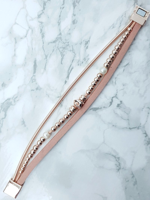 Жіночий Браслет З Намистинами І Цирконами Рожевий Белла