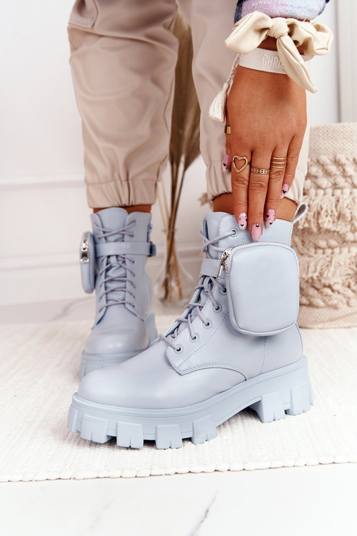 Жіночі чоботи на платформі з портмоне Сині Субота