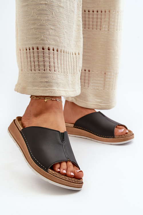 Зручні жіночі шльопанці з еко шкіри Inblu GS0003I1 Чорні