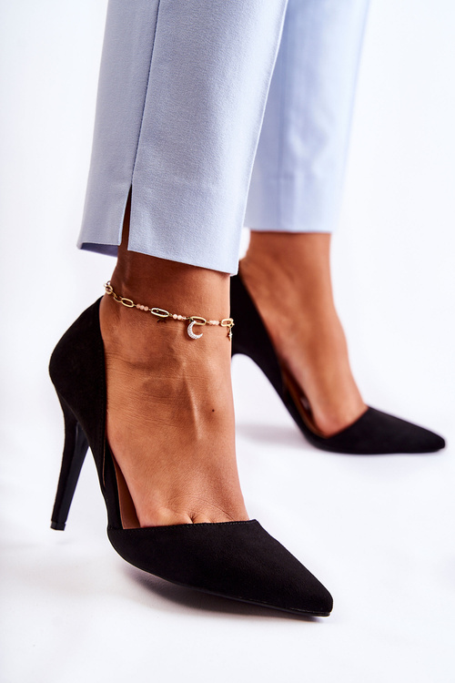 Класичні замшеві туфлі на шпильці Black Sofya