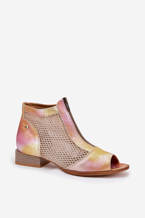 Жіночі Шкіряні Черевики На Плоскому Каблуку З Відкритими Пальцями Maciejka Рожево-Помаранчеві 06413-15