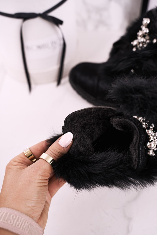 Чоботи дитячі утеплені з хутром нубук чорні Ella