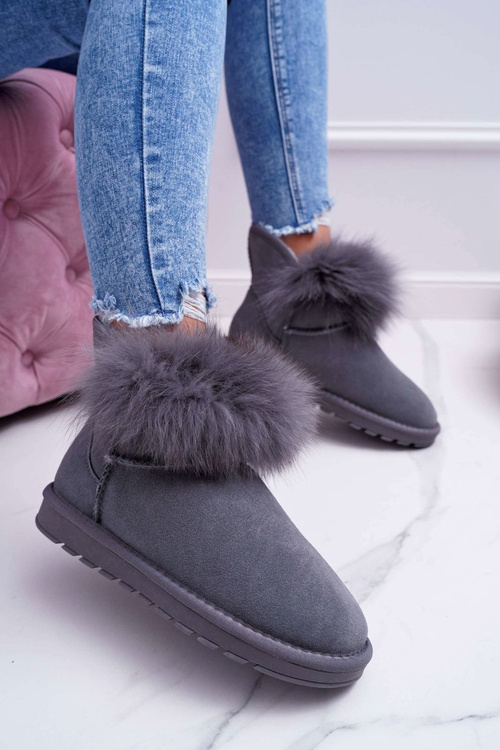 Жіночі черевики Снігові черевики Фліс Утеплена шкіра Замша Сірі Memento