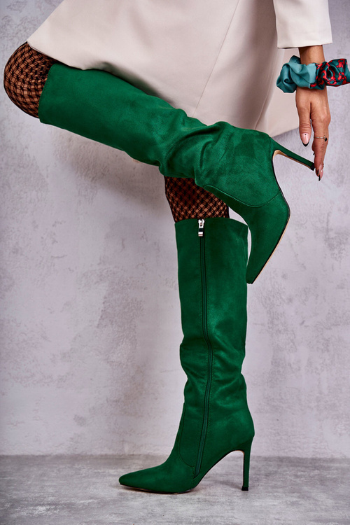 Замшеві чоботи на високих підборах Green Carite