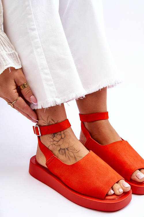 Зручні жіночі босоніжки на платформі Темно-помаранчеві Rubie
