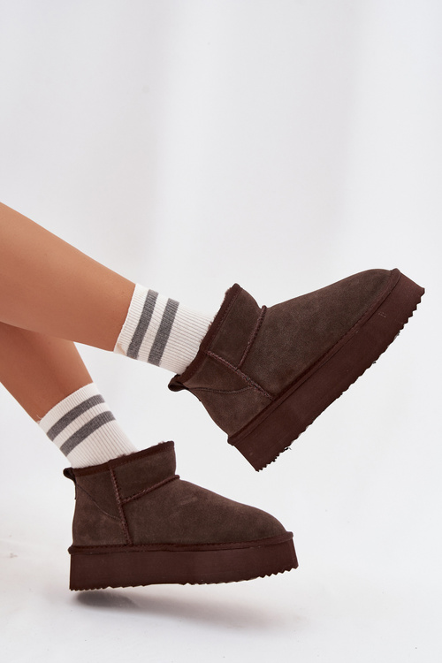 Замшеві зимові чоботи для жінок Vinceza 97962 Шоколадні