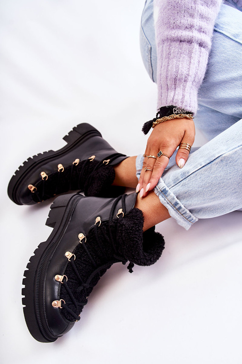 Шкіряні теплі черевики чорні Arisa