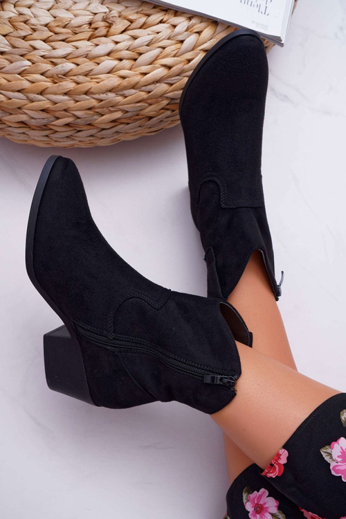 Жіночі ковбойські чоботи на плоскій підошві чорні Telifa