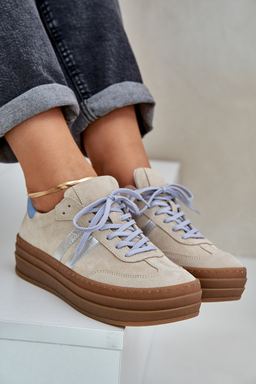 Zazoo N1068S4 Жіночі Замшеві Кросівки На Платформі Бежеві