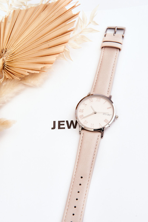 Жіночий аналоговий годинник на ремінці ERNEST світло-бежевий