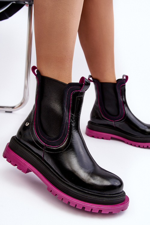 Жіночі шкіряні ботильйони Maciejka 06199 Чорні