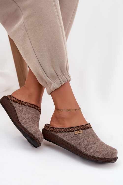 Жіночі тапочки з вишивкою Inblu NL000009 Темно-бежеві