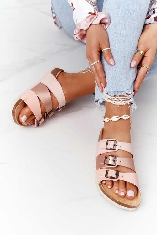 Шкіряні профільовані тапочки Big Star HH274586 Pink-Copper