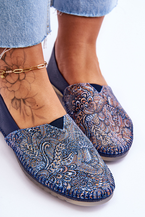 Жіночі шкіряні балетки Maciejka 01930-103 Темно-сині