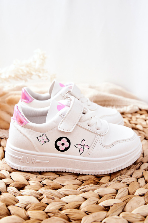 Дитяче спортивне взуття на липучці Білий Рожевий Aletris