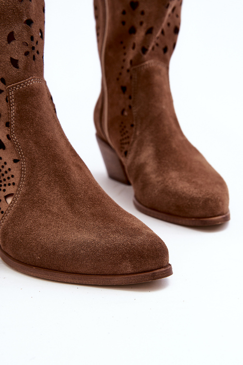 Zazoo 3396 Коричневі замшеві черевики з вирізом до середини гомілки