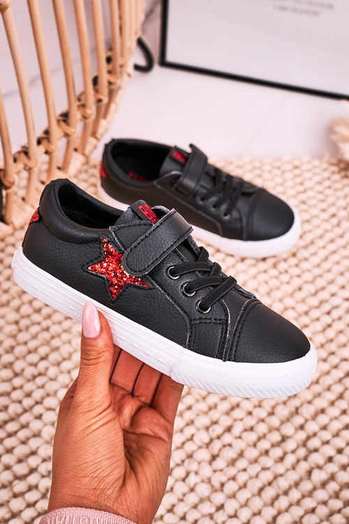 Дитячі шкіряні кросівки із зіркою BIG STAR DD374105 Чорні