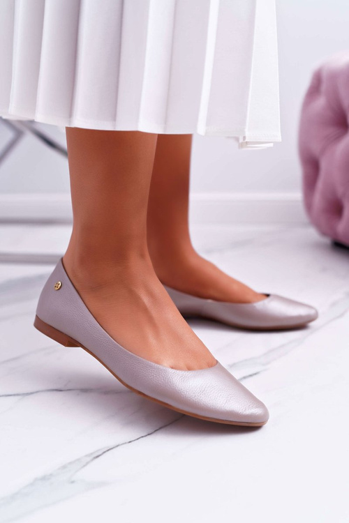 Жіночі шкіряні балетки Maciejka Metallic Beige 04100-10