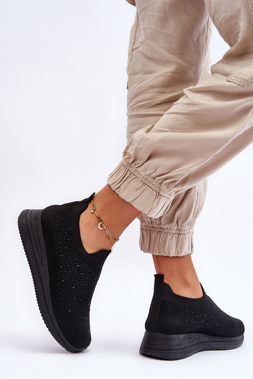 Жіночі кросівки зі стразами Чорні Gianni