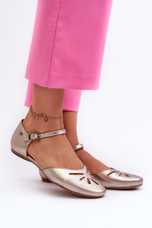 Жіночі шкіряні босоніжки Maciejka 06641-25 золото