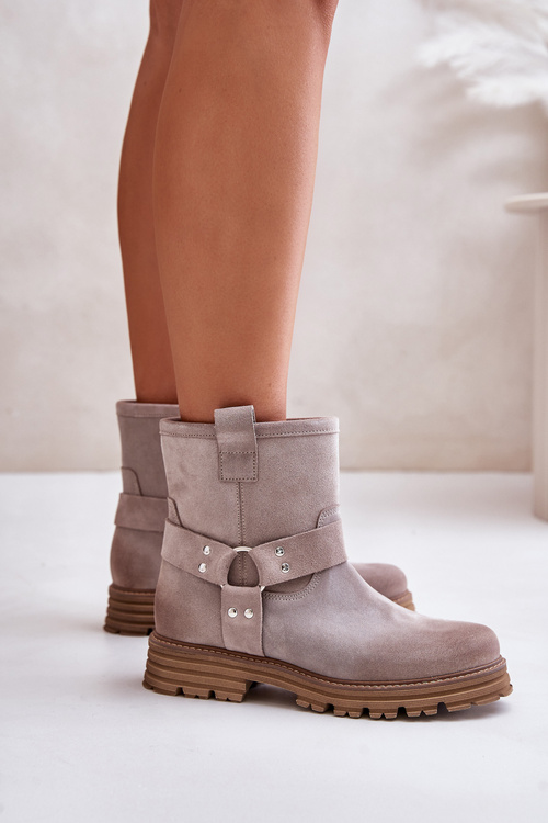 Жіночі замшеві чоботи на підборах 3610 Lewski Cappucino