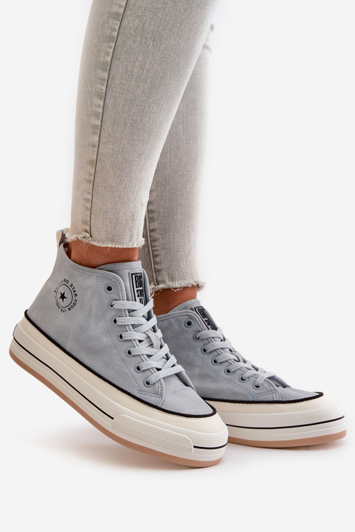 Теплі жіночі кросівки на платформі з еко шкіри Big Star OO274069 Сині