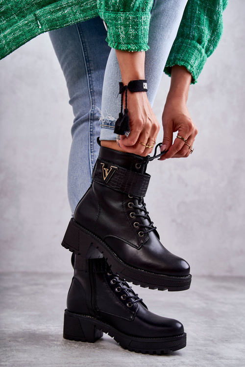 Чоботи шкіряні з утепленням на блискавці чорного кольору Ramsey