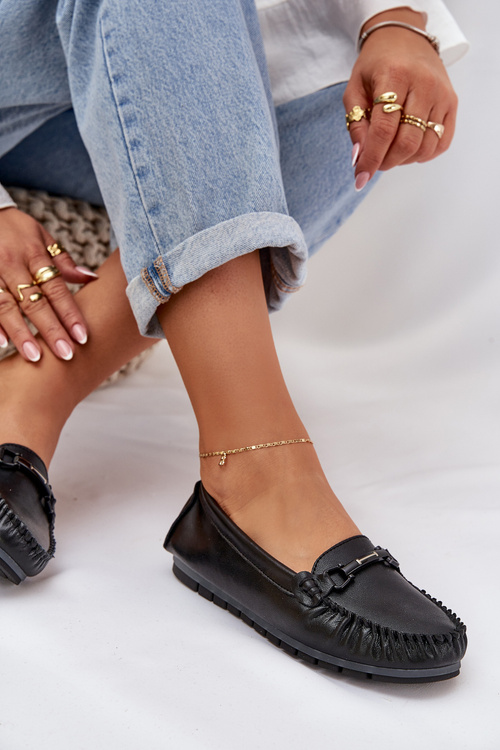 Плоскі Шкіряні Мокасини З Декором S.Barski LR51-547 Чорні