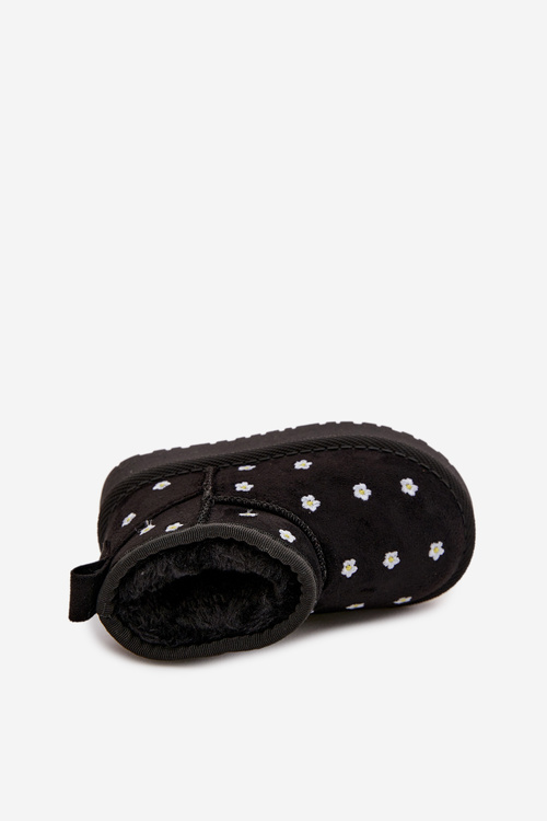 Дитячі зимові черевики/уггі з квітами чорні Gracina