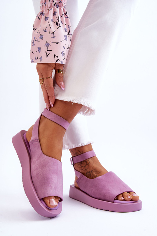 Комфортні жіночі босоніжки на платформі фіолетового кольору