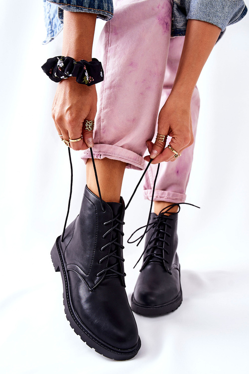 Класичні багатоярусні шкіряні черевики Black Melome