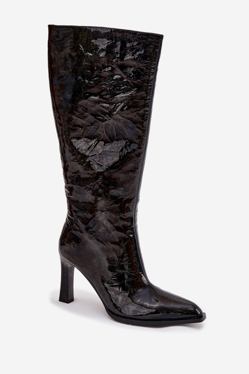 Декоровані лаковані жіночі туфлі D&A MR880-055 чорні