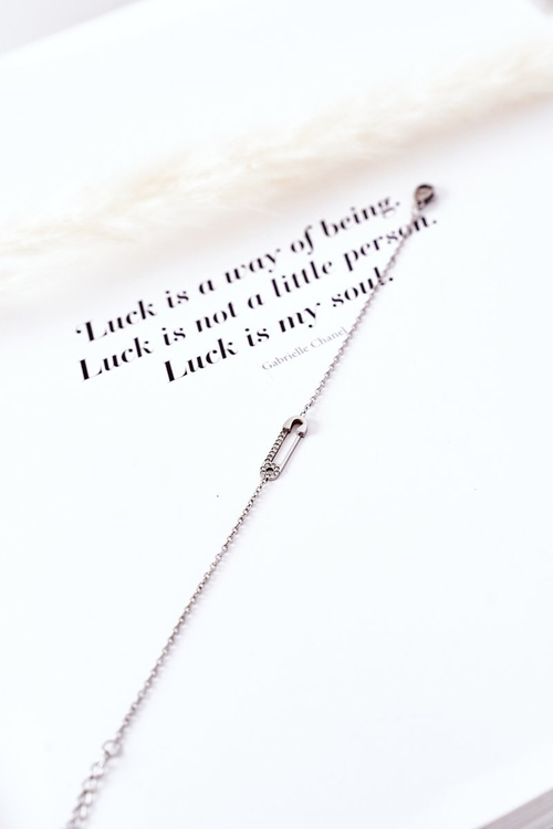 Браслет-ланцюжок із шпилькою та срібним фіанітом