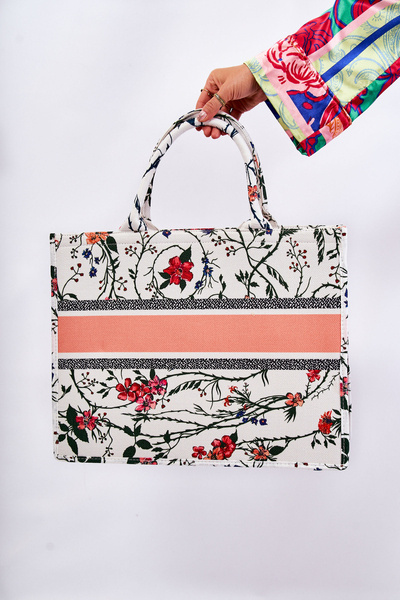 Великий класичний гаманець у візерунку біло-помаранчевий Micola