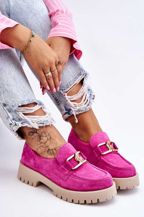 Модні замшеві лофери світлого кольору фуксії Rayhan
