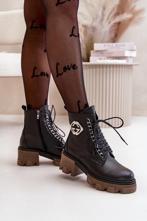 Zazoo 60376 Чорні шкіряні утеплені ботильйони на блискавці